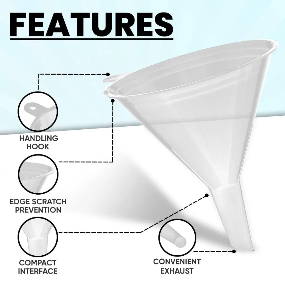 Durable, Non-Toxic, Food-Grade Plastic Funnel Set