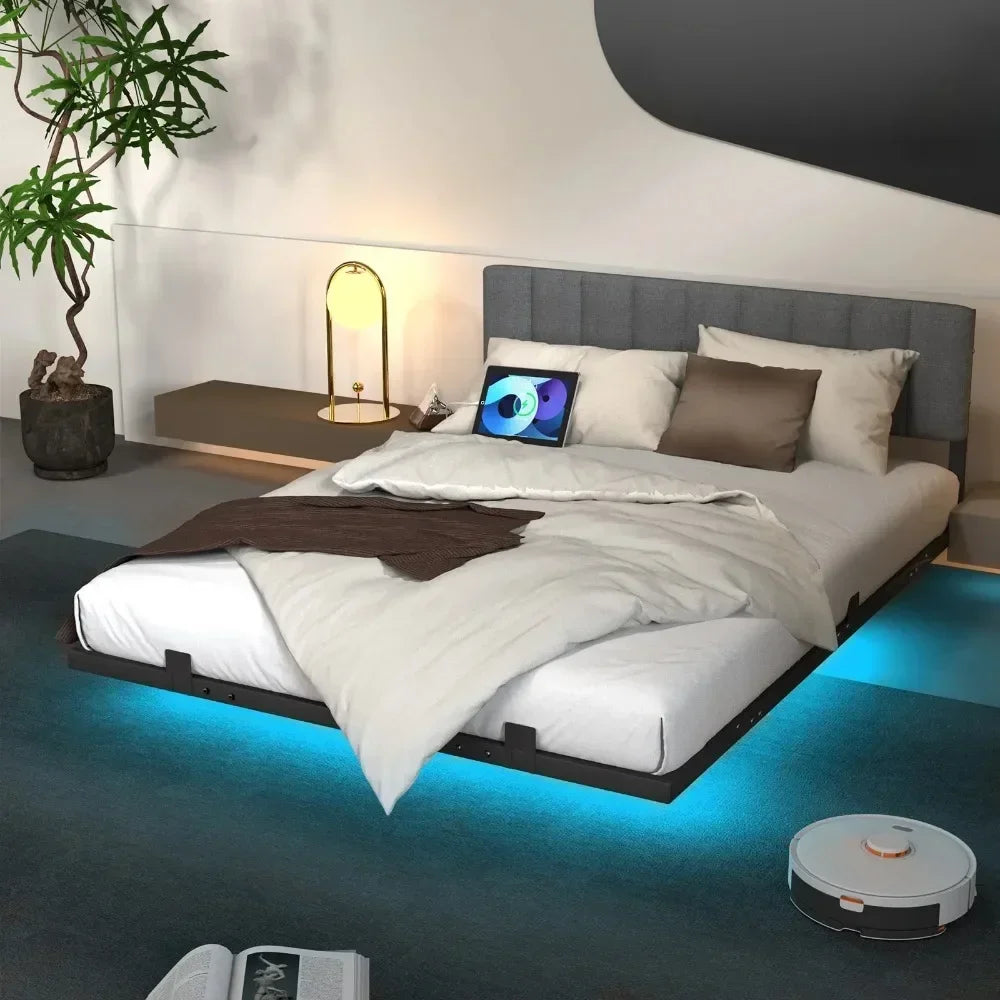 Floating LED Bed, Charging Station, 1000lb Capacity