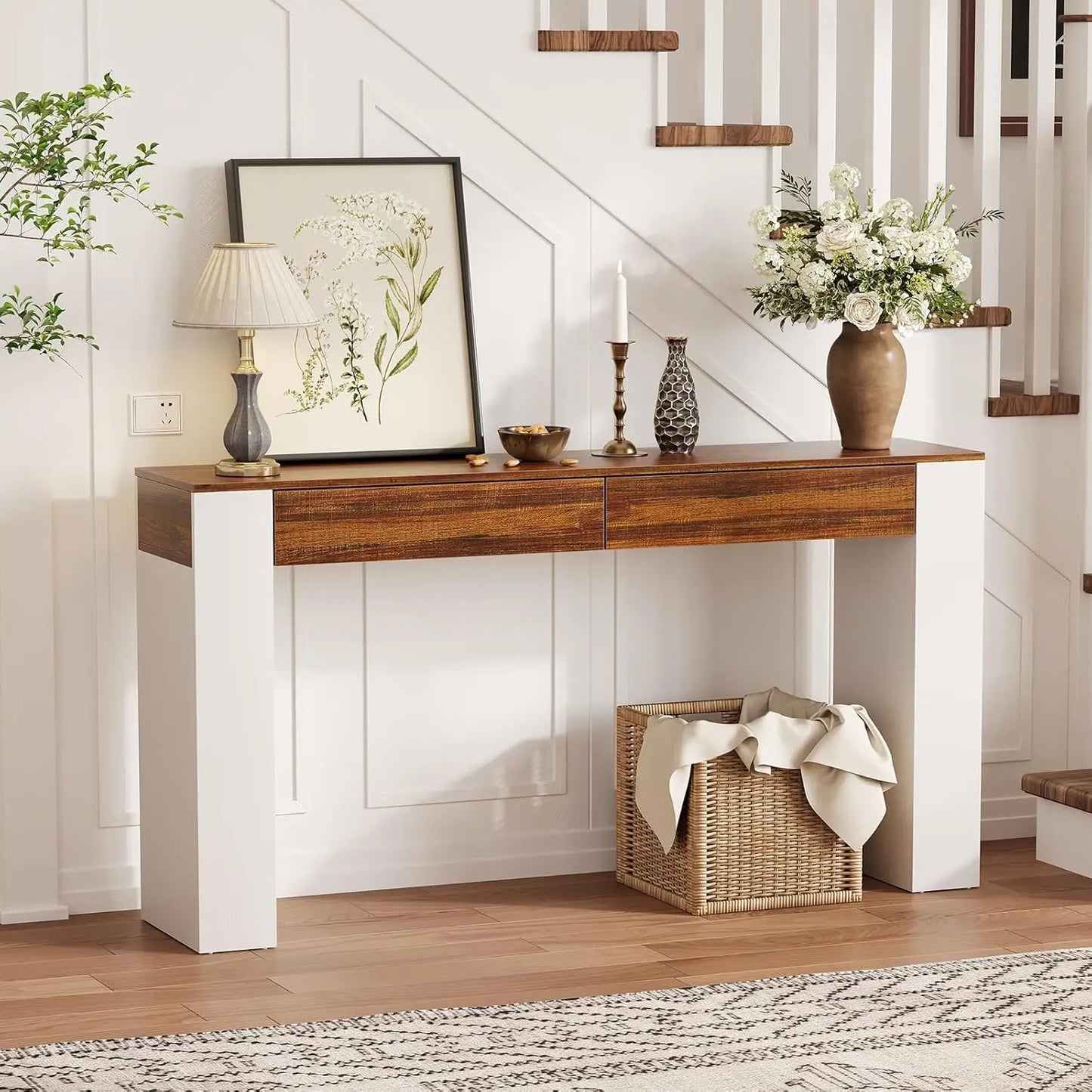 63-Inch Entryway Console Table With 2 Drawers