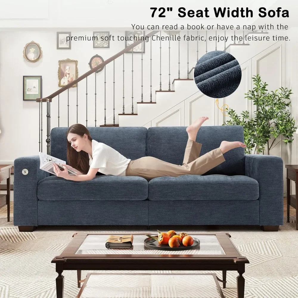 Comfortable 89" Sofa With Medium Firm Cushion, Removable Cover, Wide Armrests
