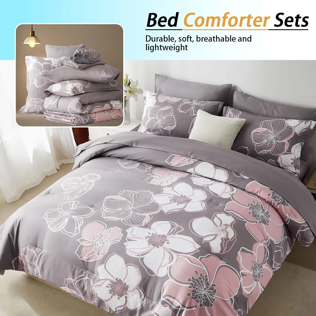 7-Pcs Floral Print Quilt Set