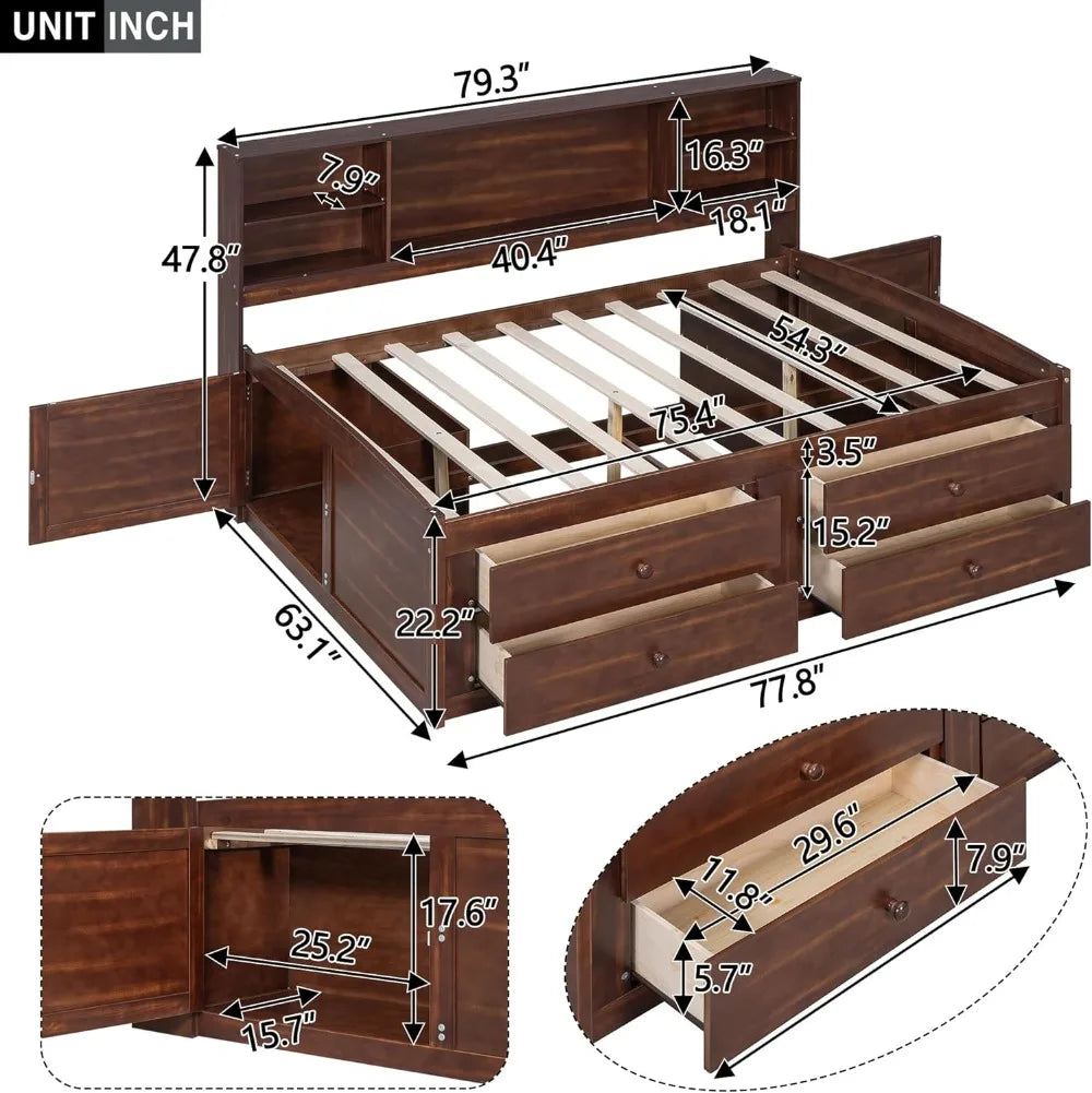 Full Size Captains Bed With 4 Drawers And 2 Cabinets