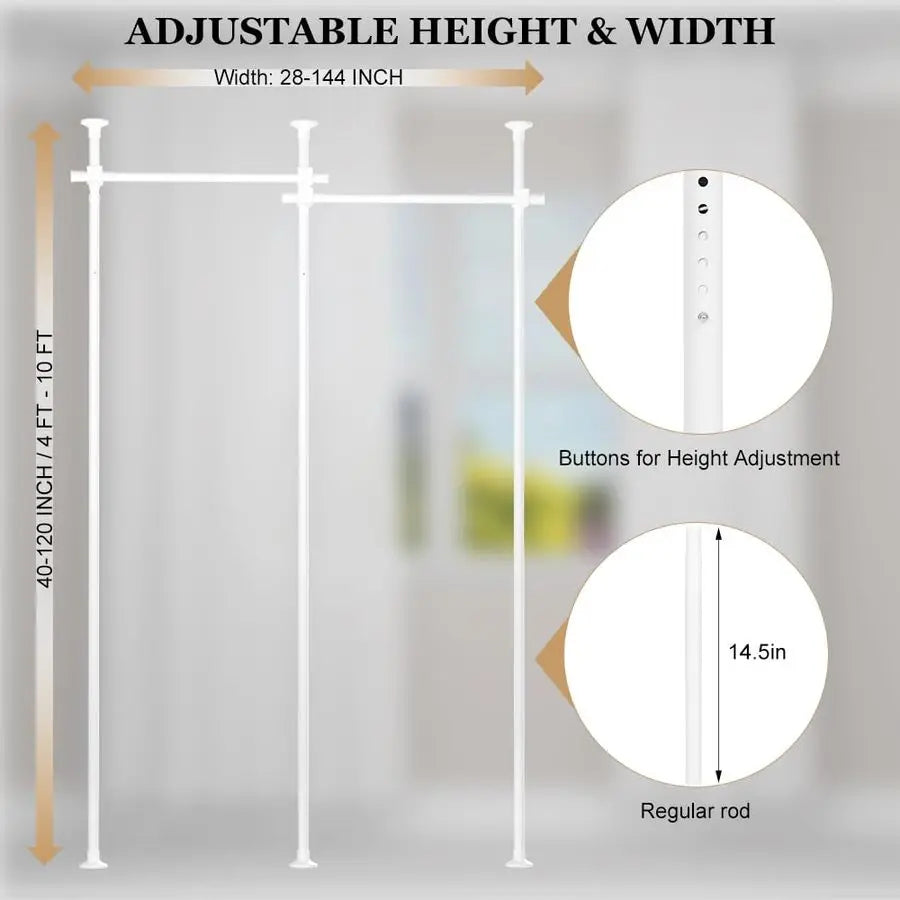 Non-Damaging Adjustable Room Divider Curtain Rod