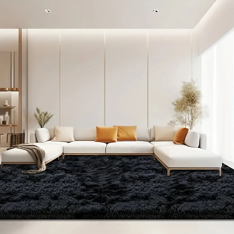 Super Soft Fluffy Black Decorative Rug