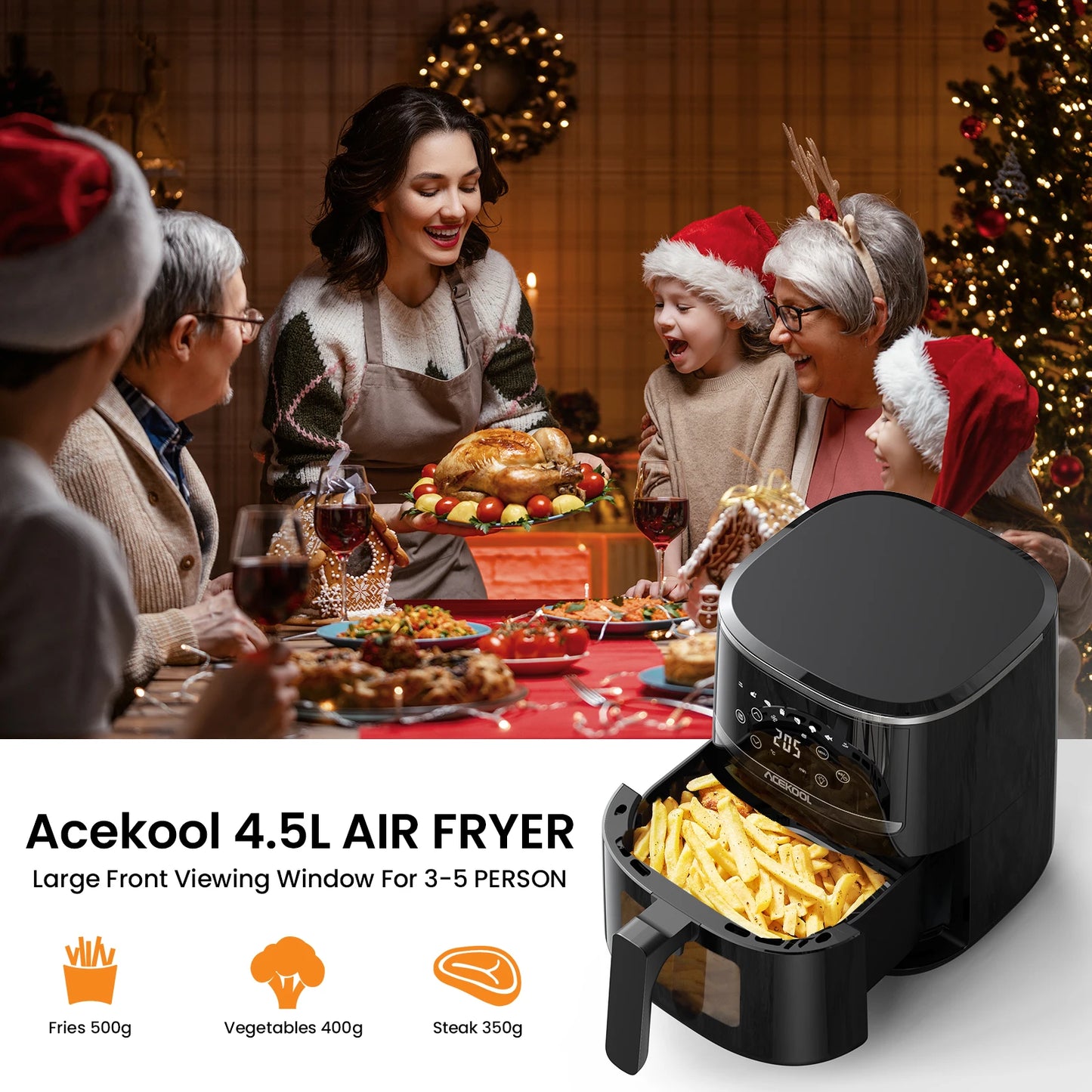 5-Quart Digital Display Air Fryer Toaster Oven Combo