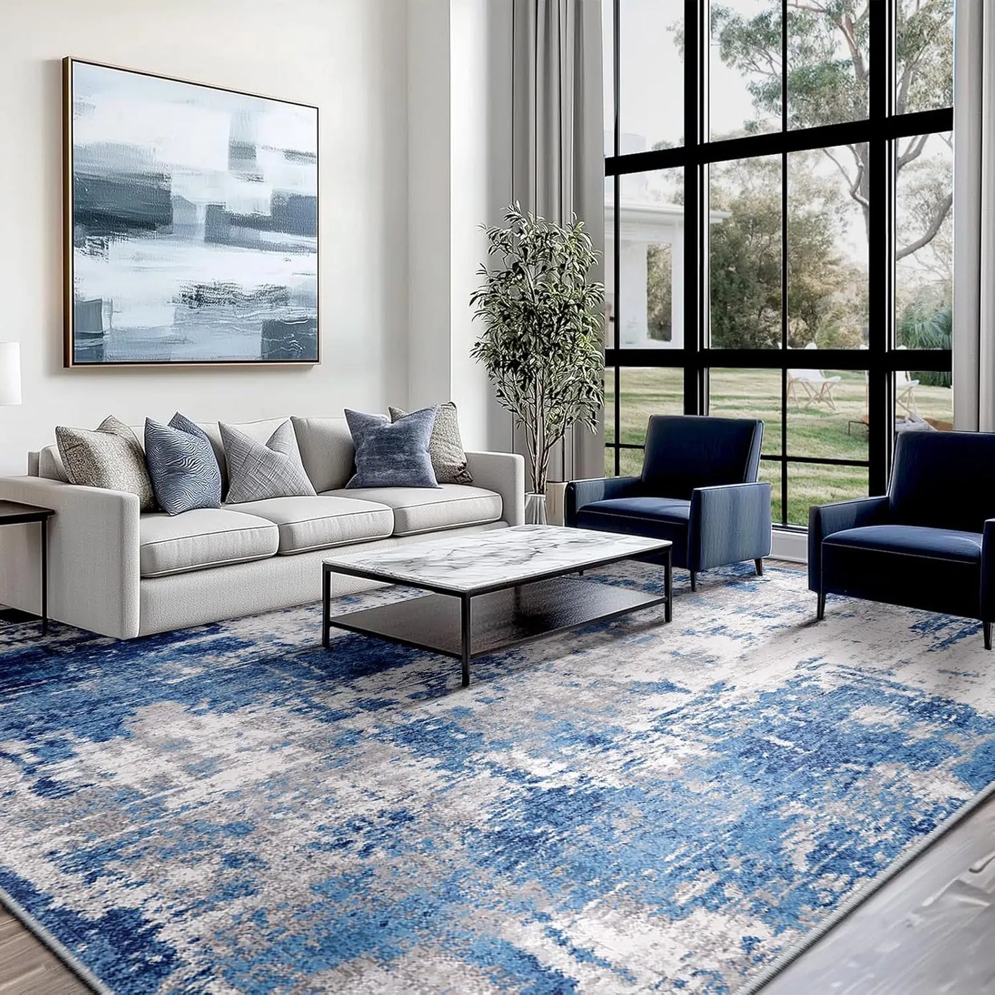 Modern Abstract Washable Area Rug 8'x10'