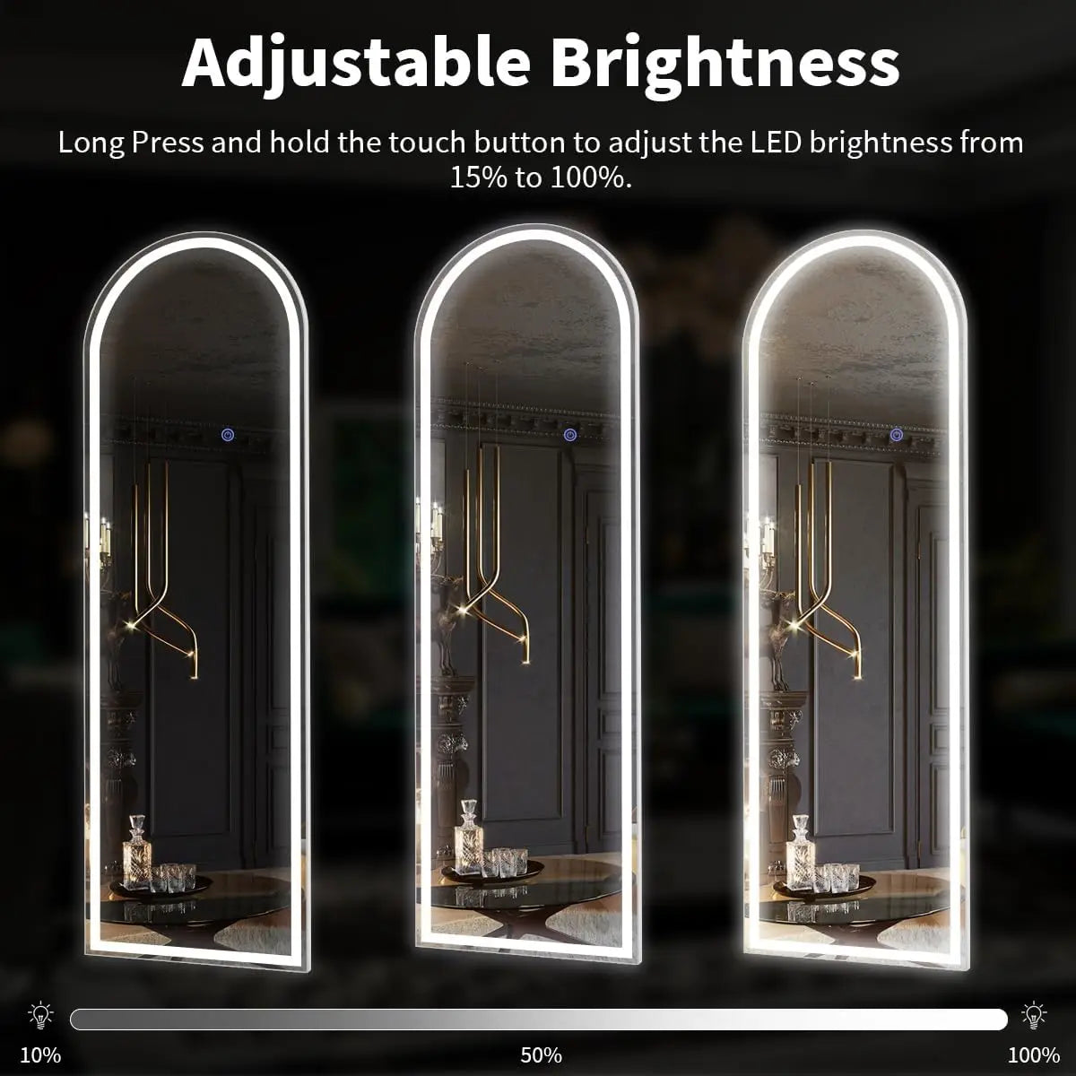 Arched Full Length Mirror WAith LED