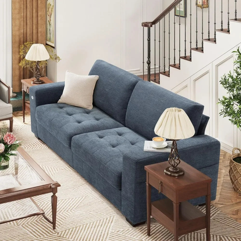 Comfortable 89" Sofa With Medium Firm Cushion, Removable Cover, Wide Armrests