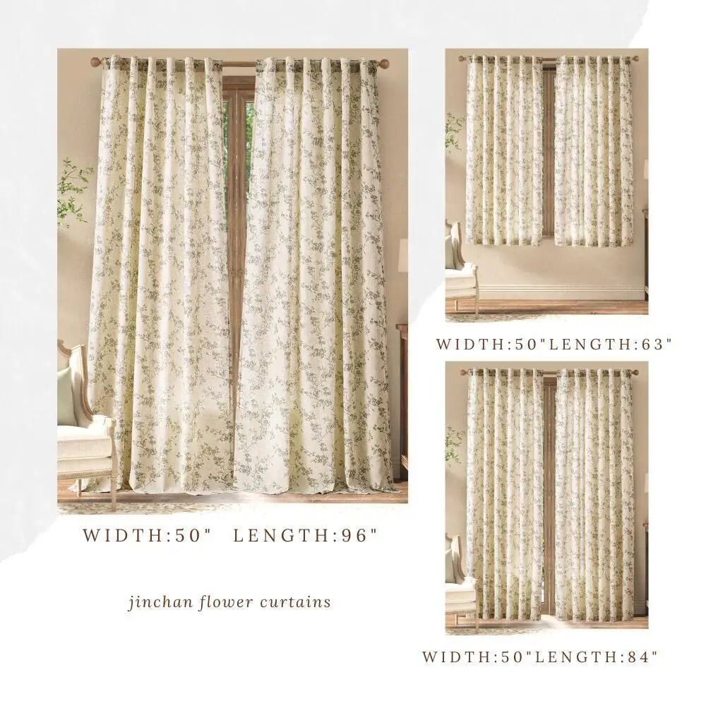 JINCHAN 2 Flower Patterned Drapes