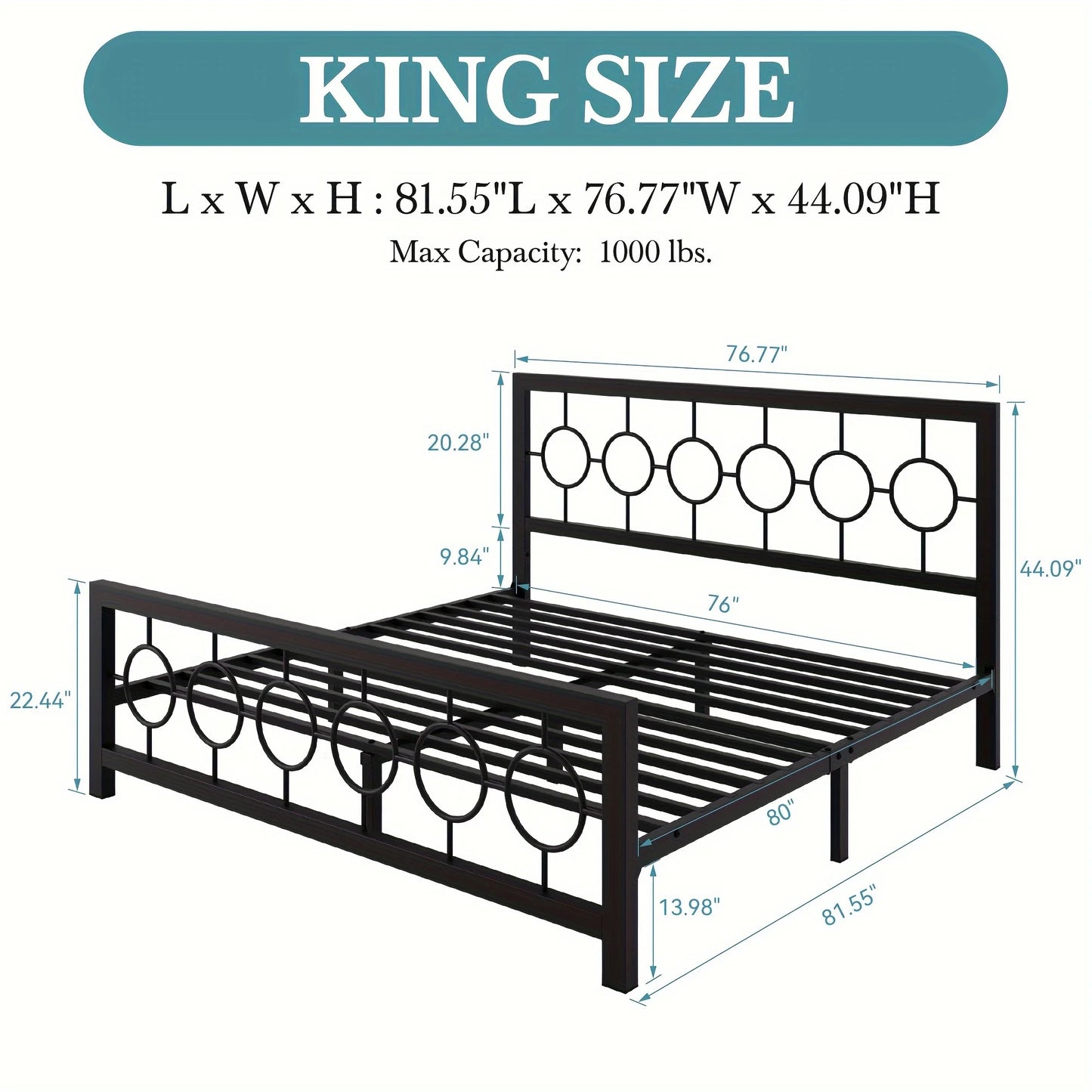 Metal Bed Frame With Vintage Circular Design