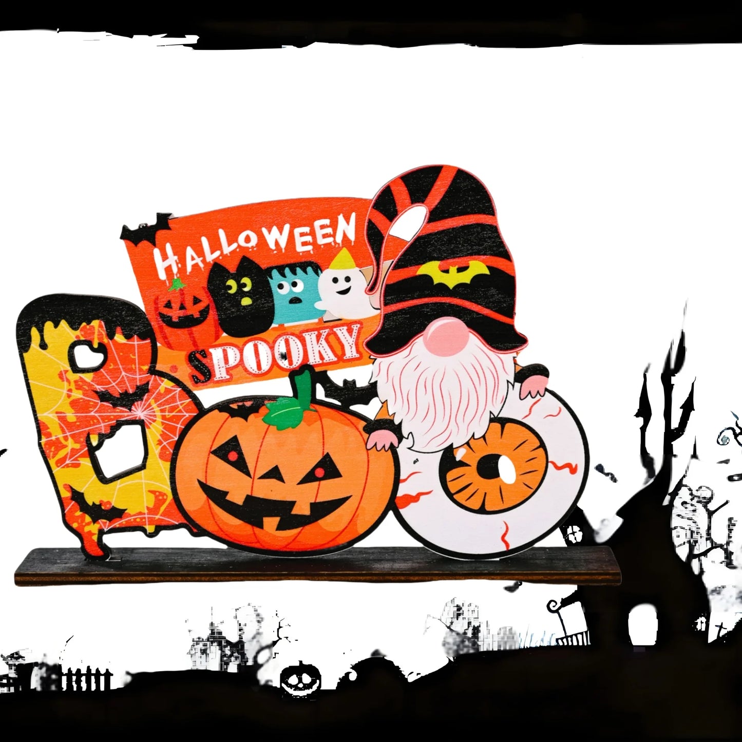 New Halloween Wooden Pumpkin Ornament
