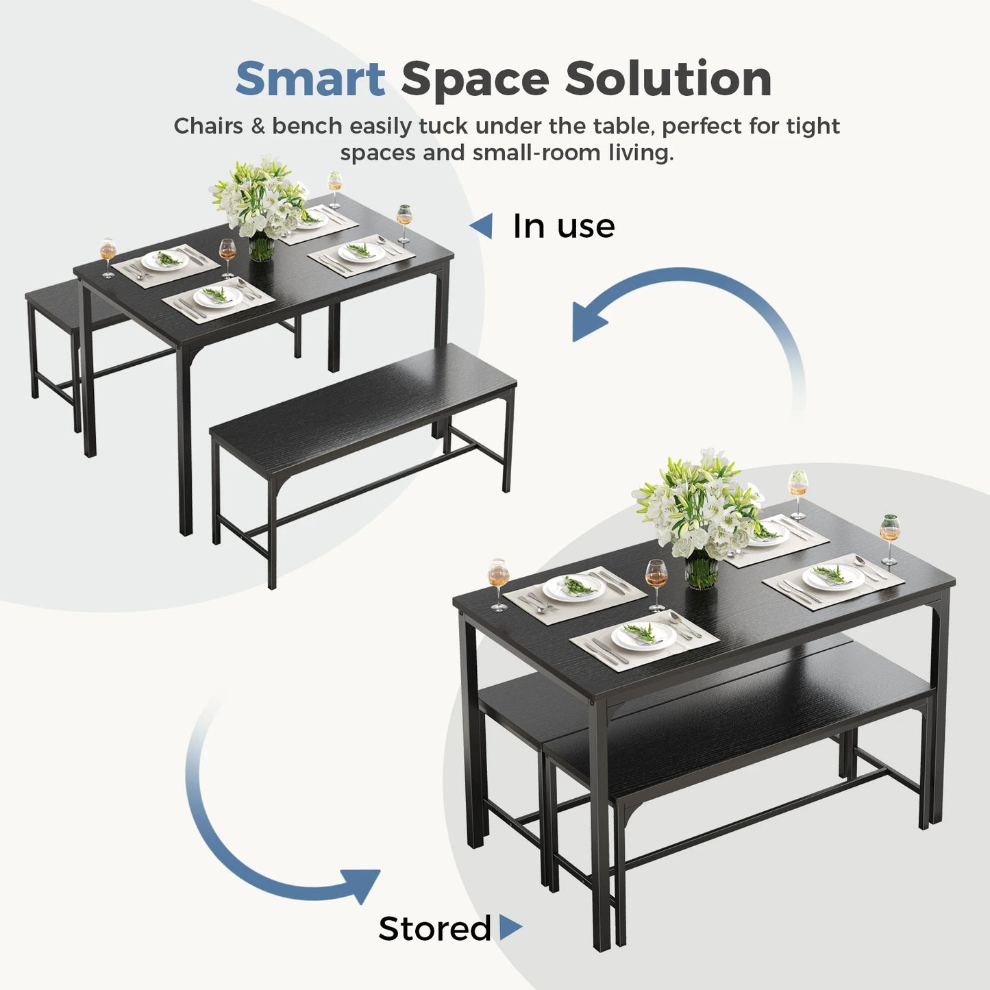 3-Piece Dining Table Set for 4