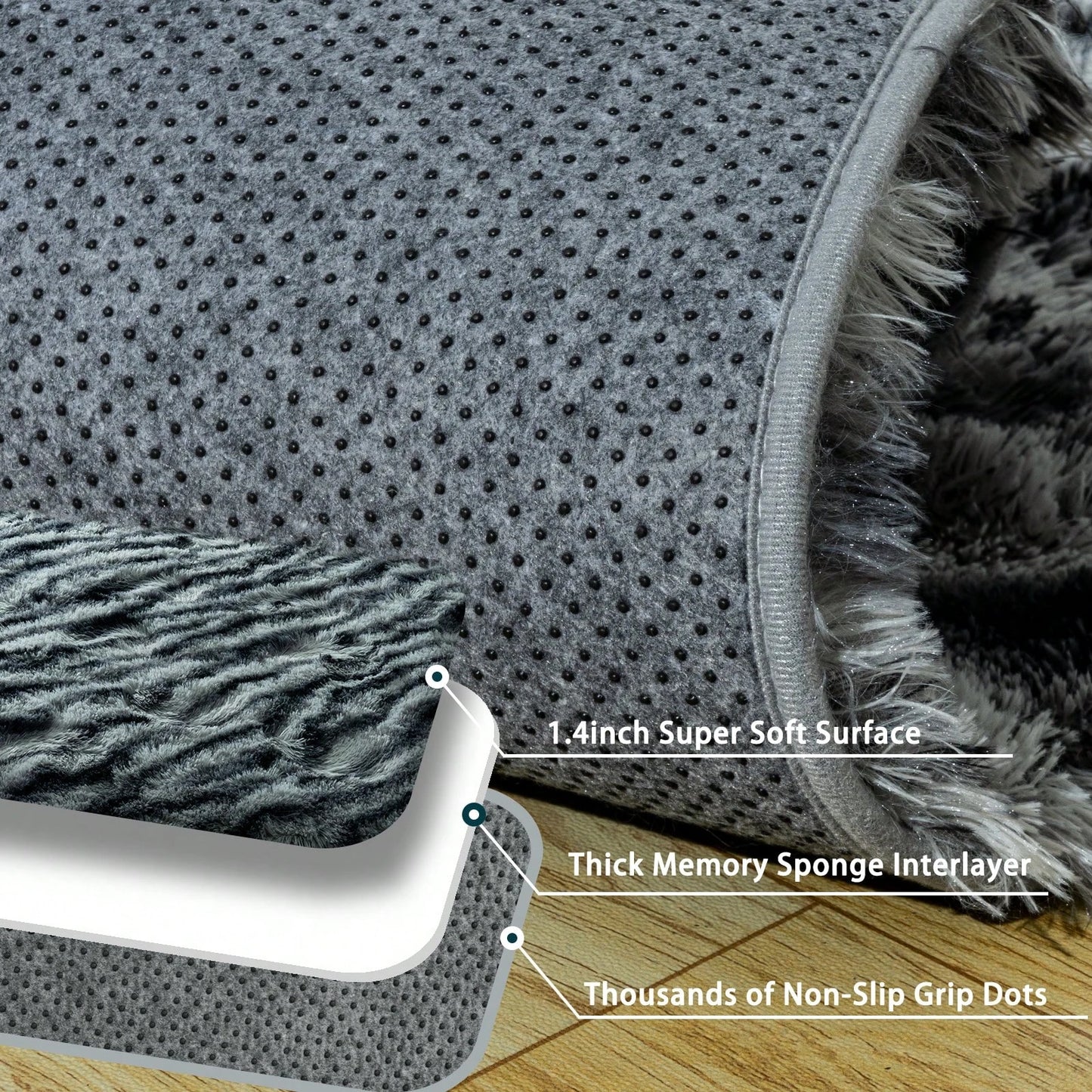 Fluffy Long Shag Zebra Print Area Rug