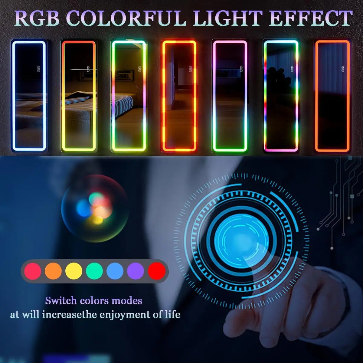 RGB Full Length Mirror With LED Lights