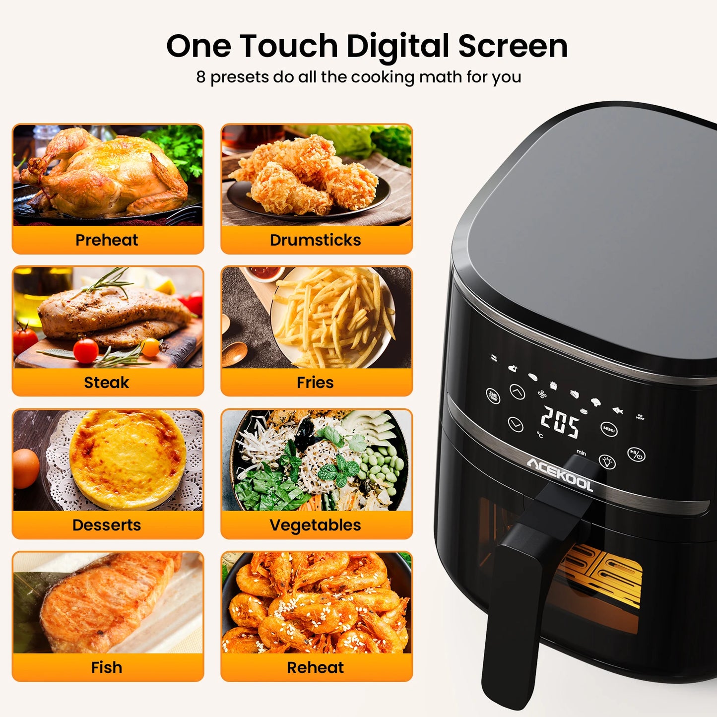 5-Quart Digital Display Air Fryer Toaster Oven Combo