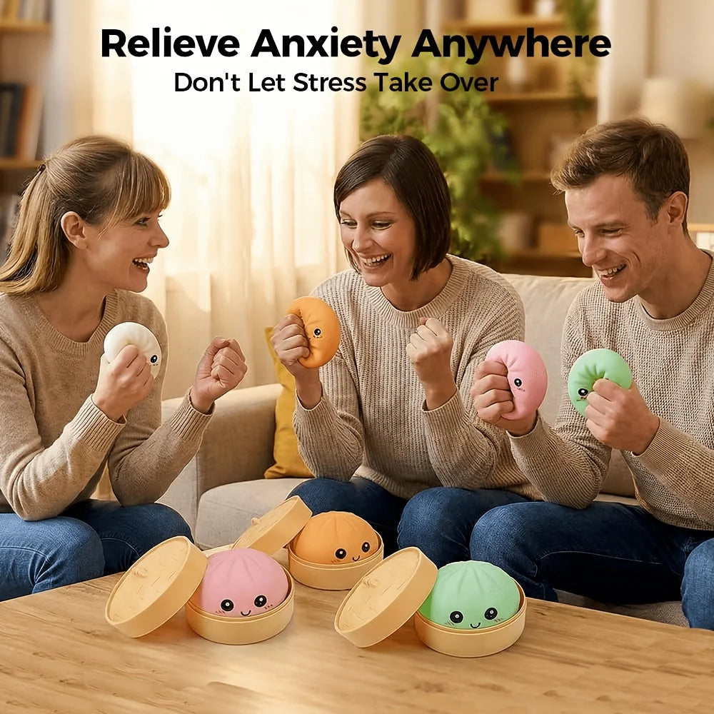 1PC Squishy Dumpling Stress Ball – Bun Shape Squeeze Toy