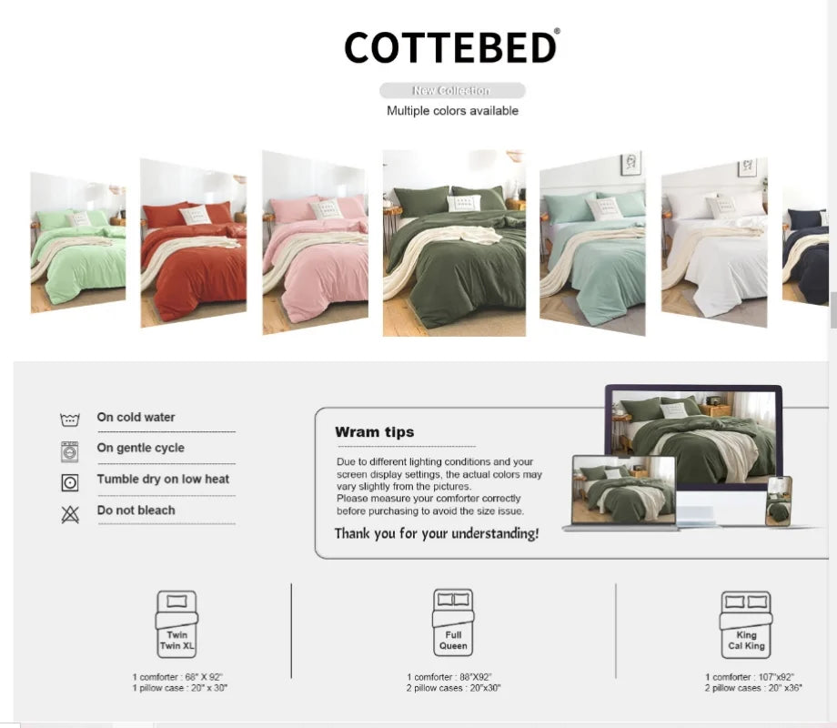 Soft Reversible Washable Luxury Bedding Comforter Set