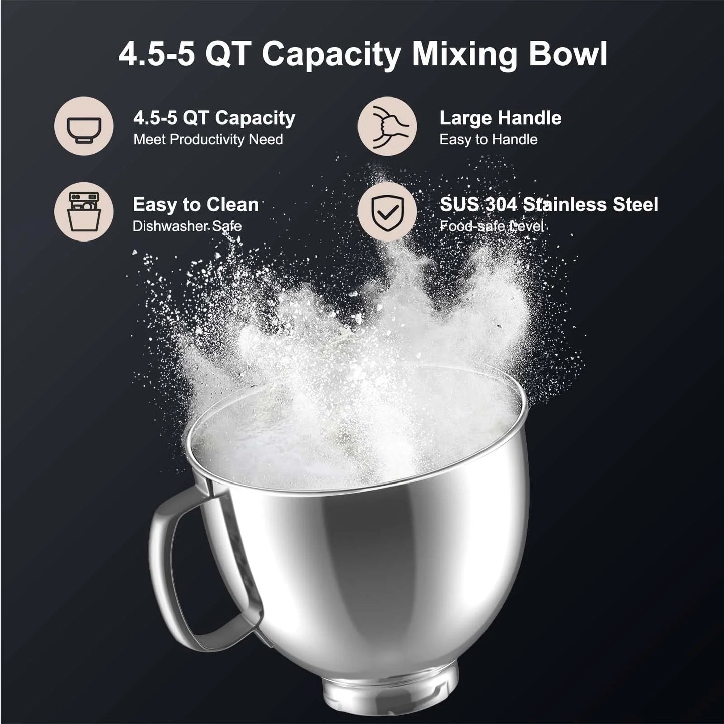 5-Quart Stainless Steel Mixing Bowl for KitchenAid Stand Mixers