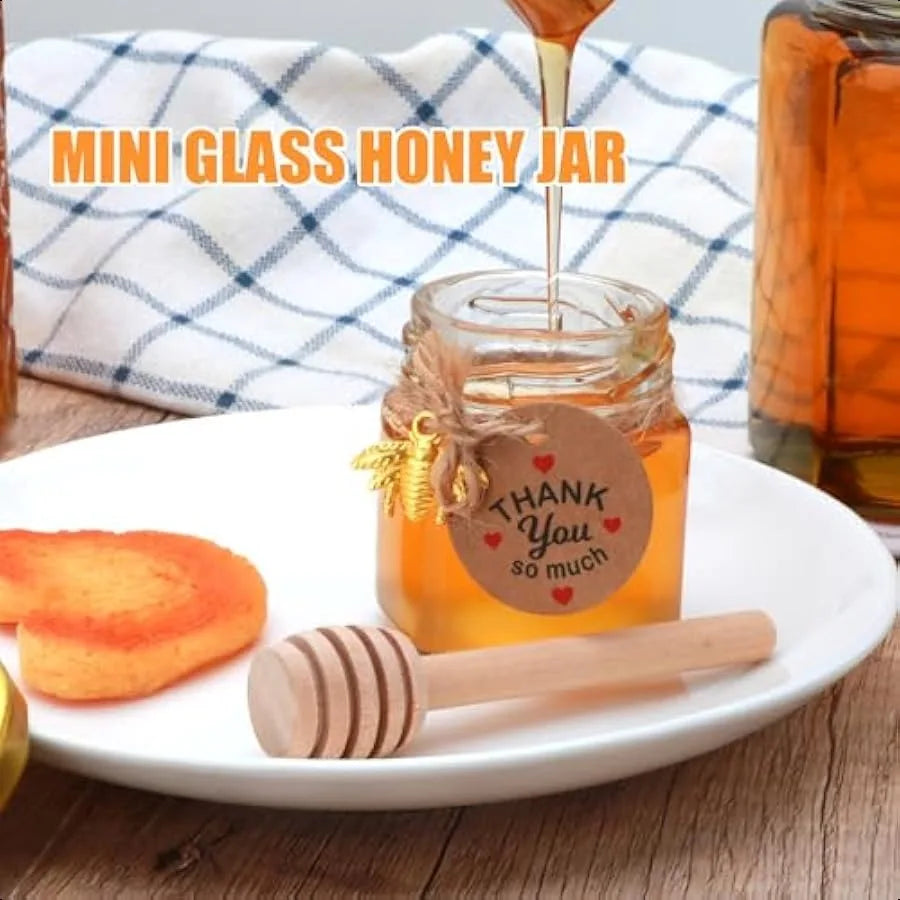 Mini Glass Honey Jars, Gold Lid