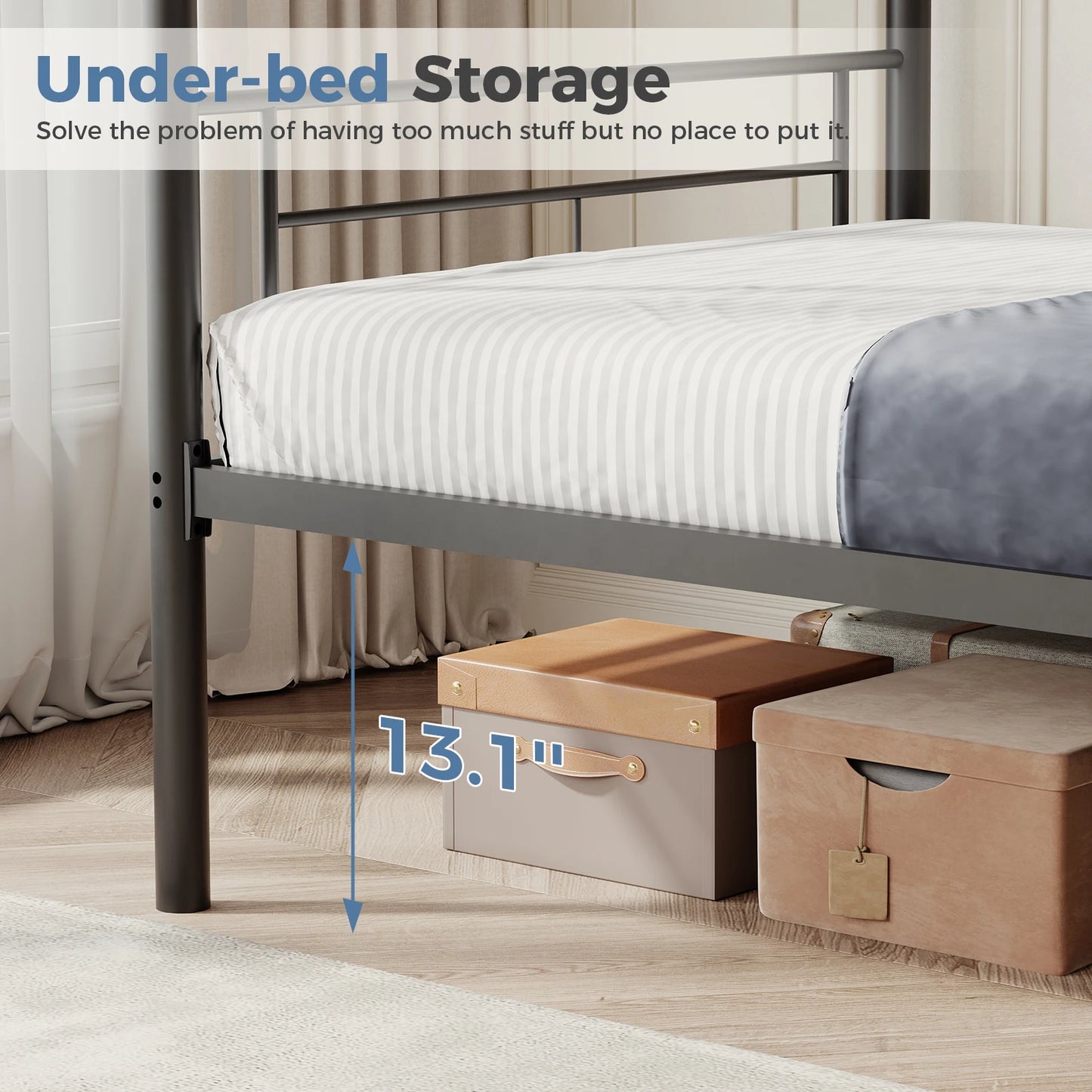 Metal Bunk Bed Frame with Ladder