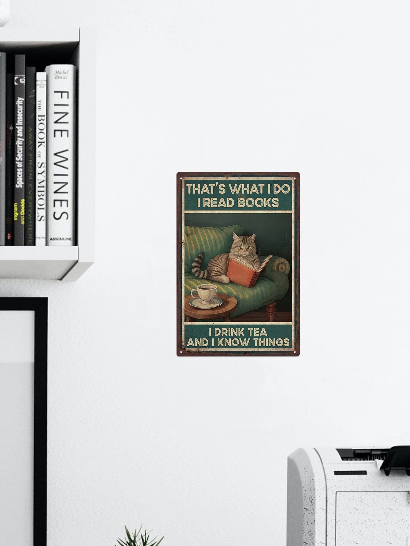 Cat Metal Plaque, Retro Wall Decor