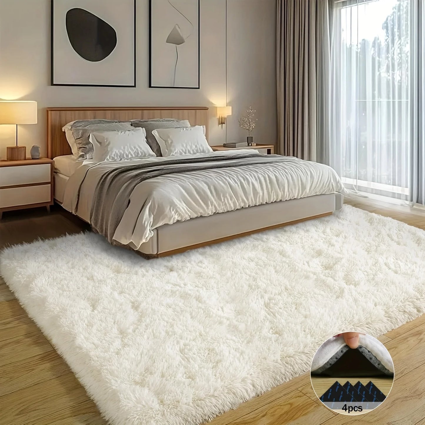 Off-White Soft Shaggy Luxury Plush Carpet