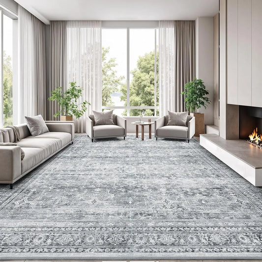 8x10 Soft Grey Floral Carpet