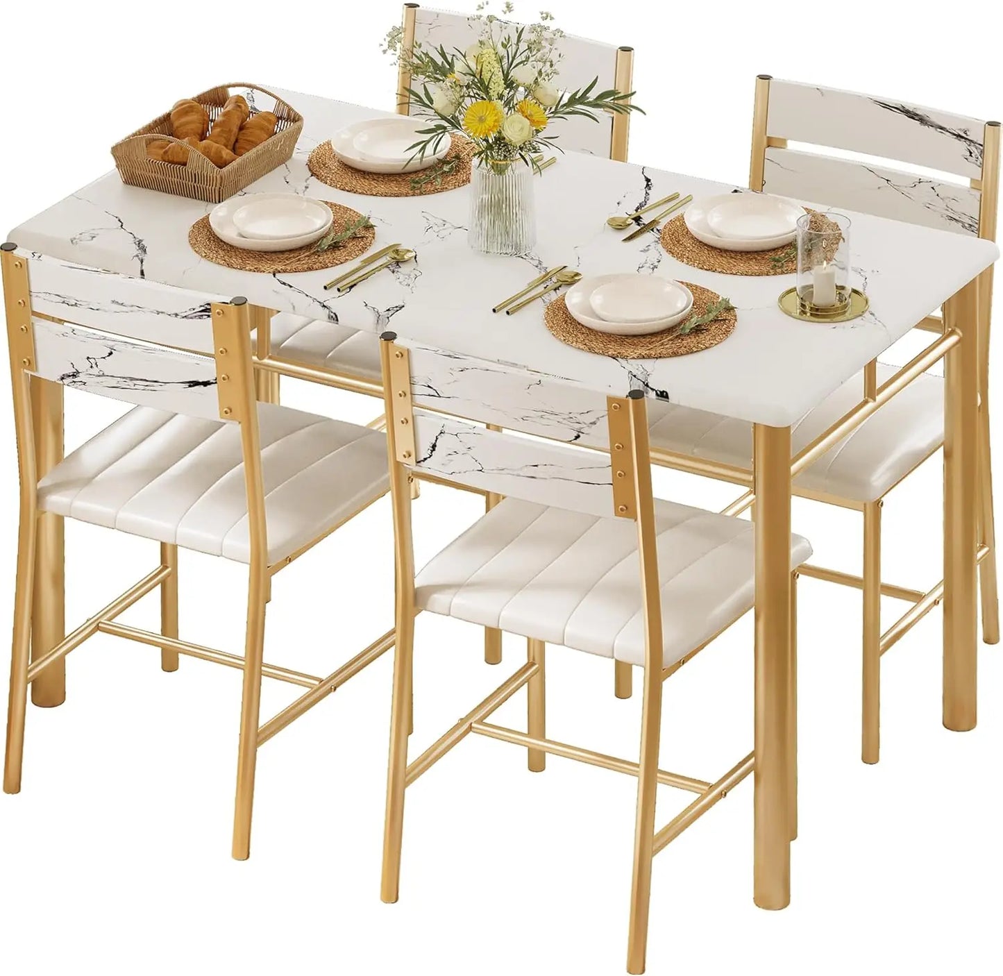 Rustic Brown Dining Table Set for 4