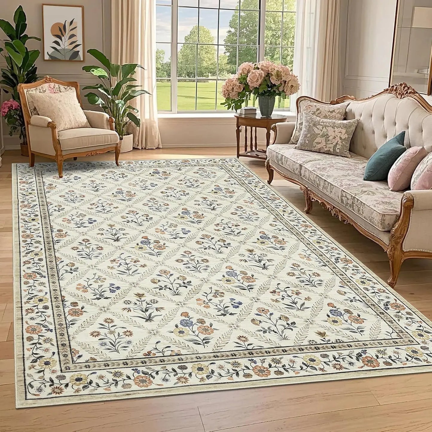 Soft Low-Pile Vintage Floor Rug