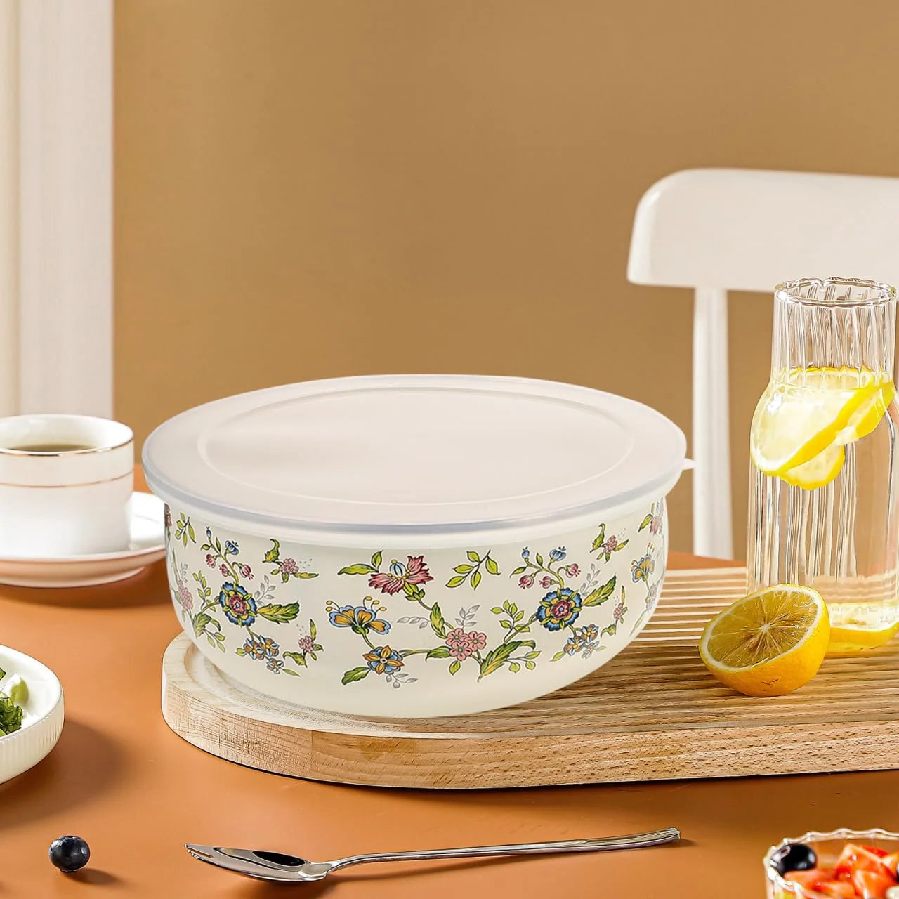 5PCS Enamel Bowls With Lids