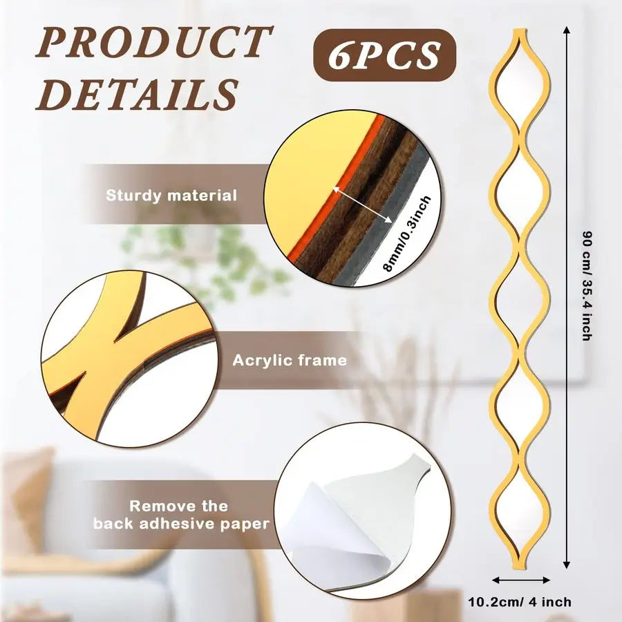 6-Piece Acrylic Teardrop Mirror Wall Décor Set