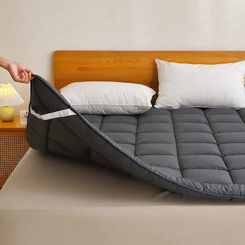 Dark Grey Thin Quilted Mattress Pad/Lacing