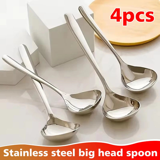 4PCS Stainless Steel Big Head Spoons