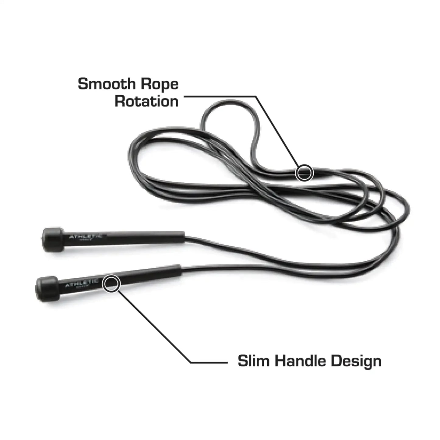 Speed Jump Rope With Light Weight Handles, 9' Length, Black