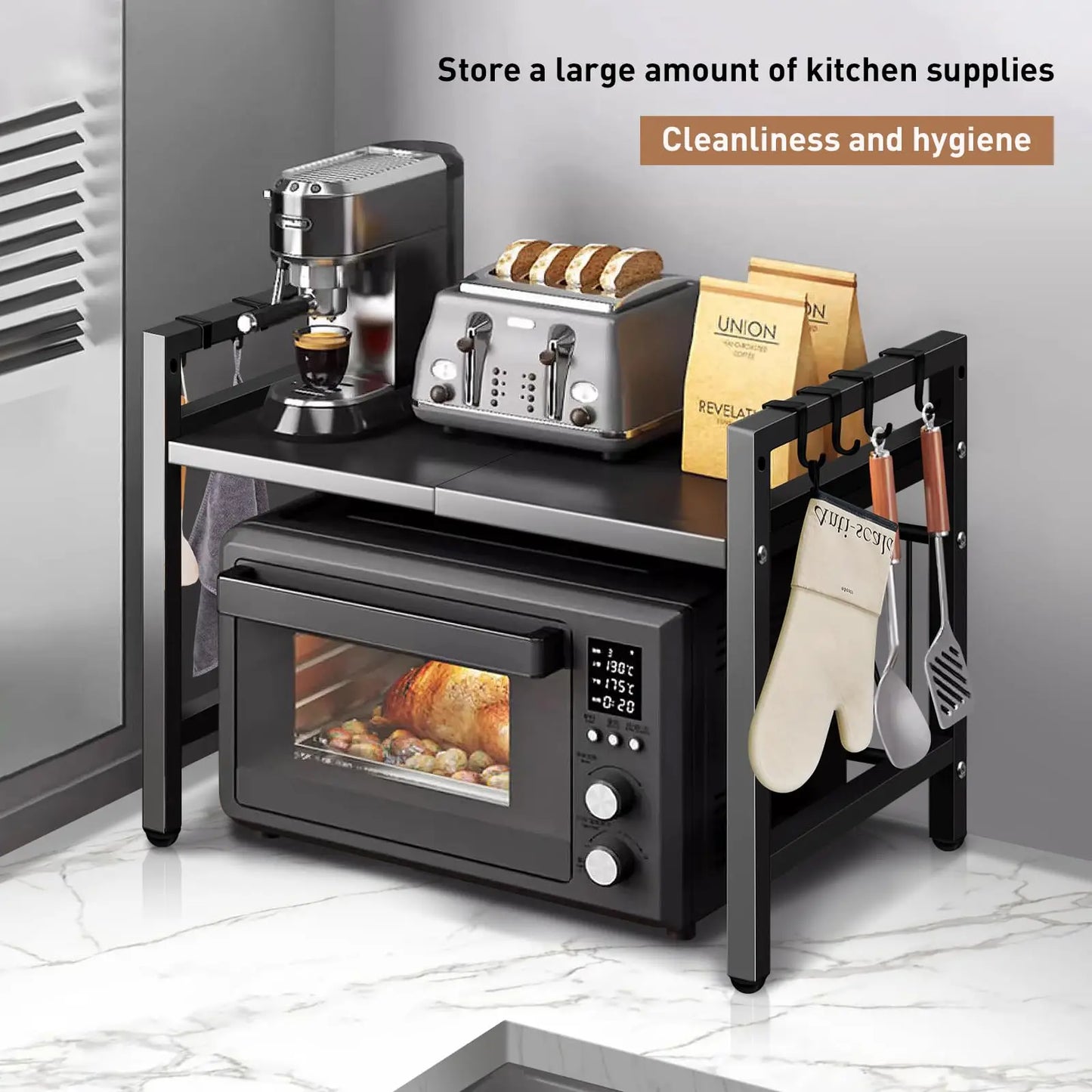 1pc Expandable Microwave Countertop Organizer