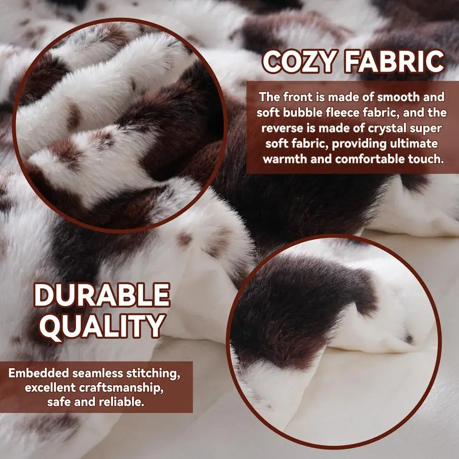 Soft Faux Rabbit Fur 8 Heat Settings Throw/Blanket