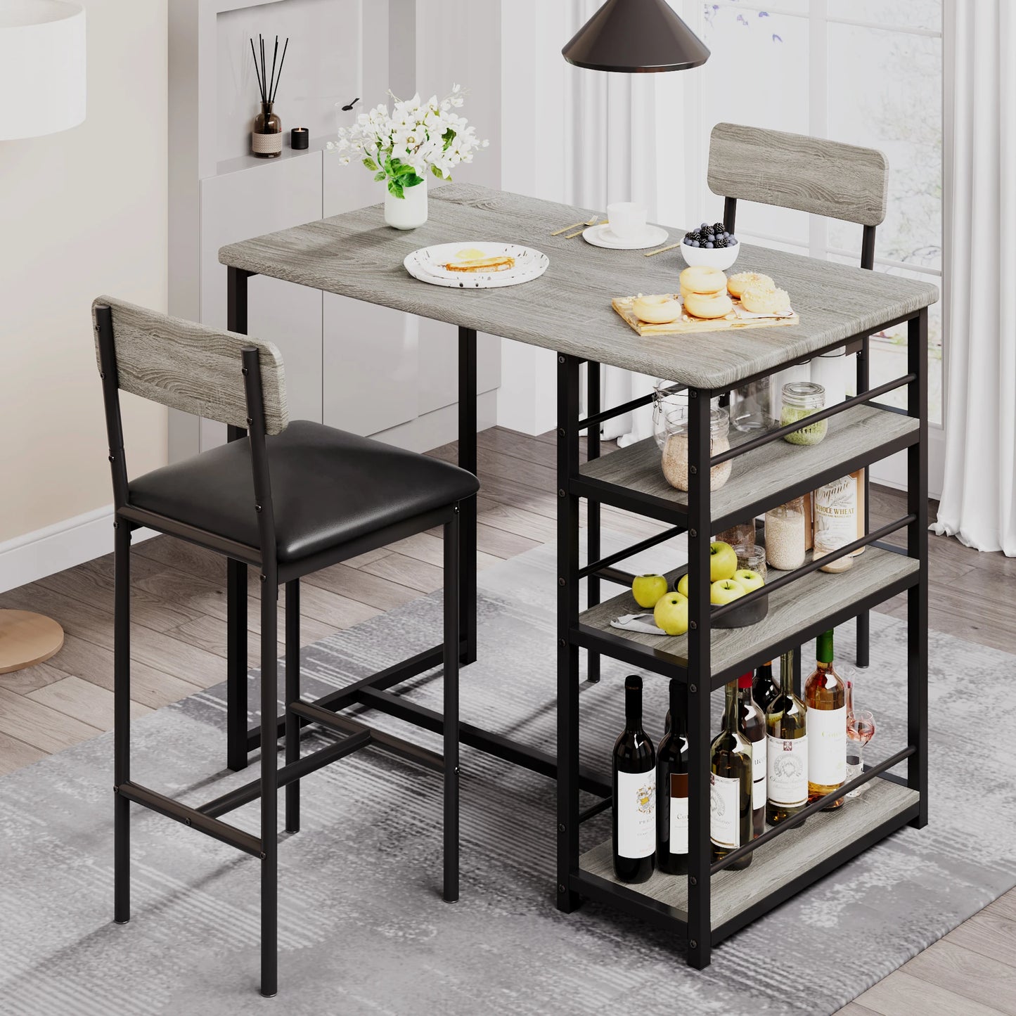 Dining Table Set for 2 With Shelves