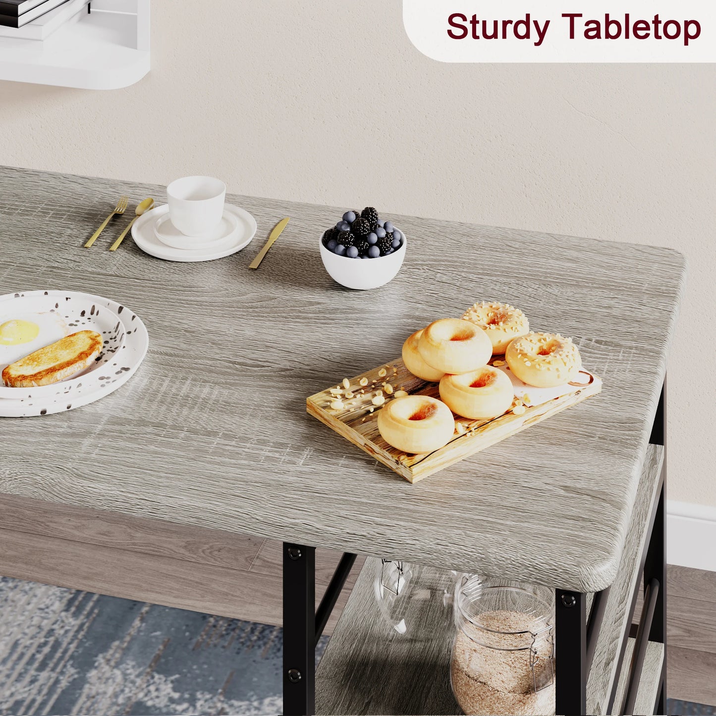 Dining Table Set for 2 With Shelves