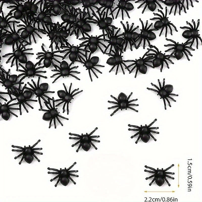100/50pcs Realistic Plastic Mini Black Spiders
