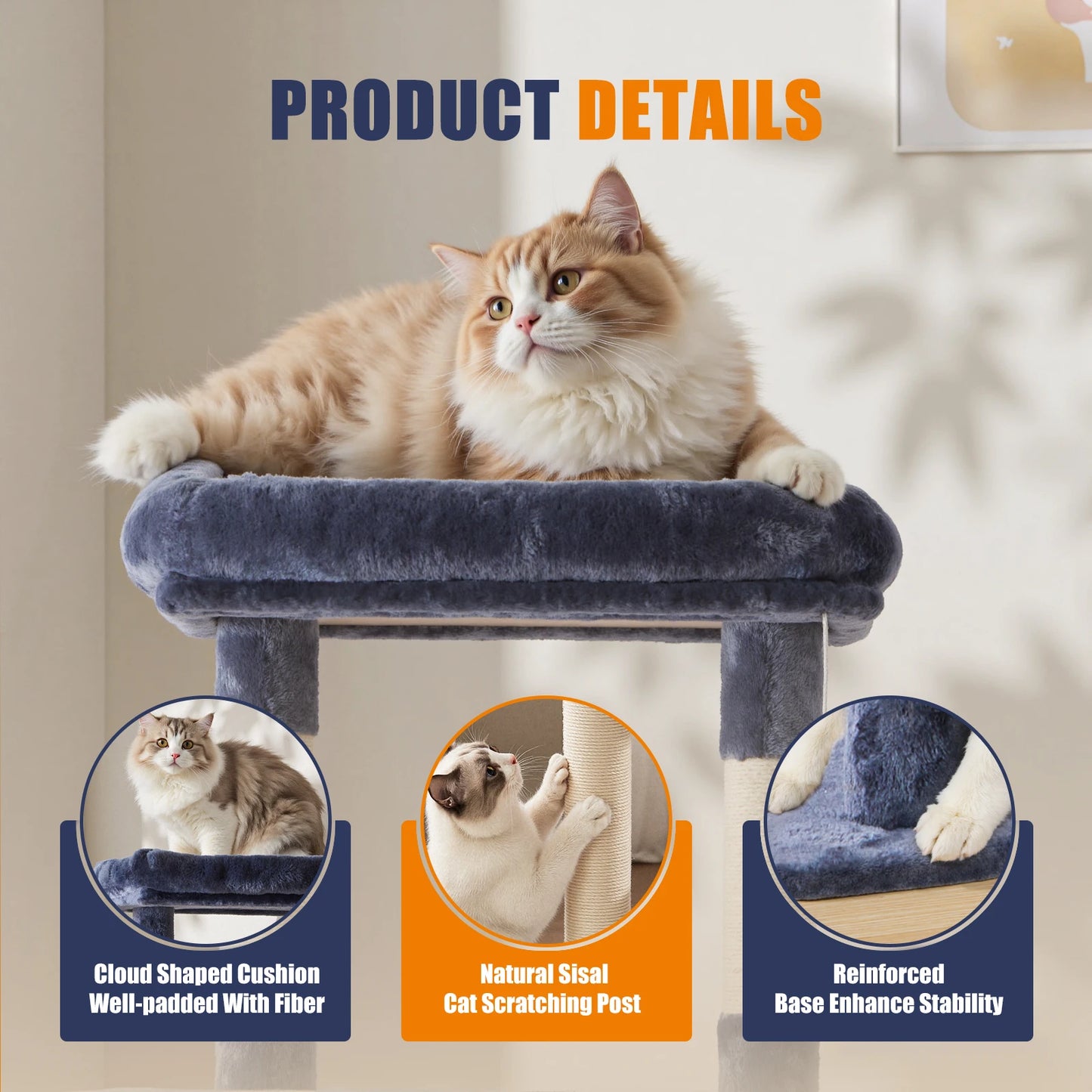 63-Inch Multi-Level Cat Tree for Indoor Cats