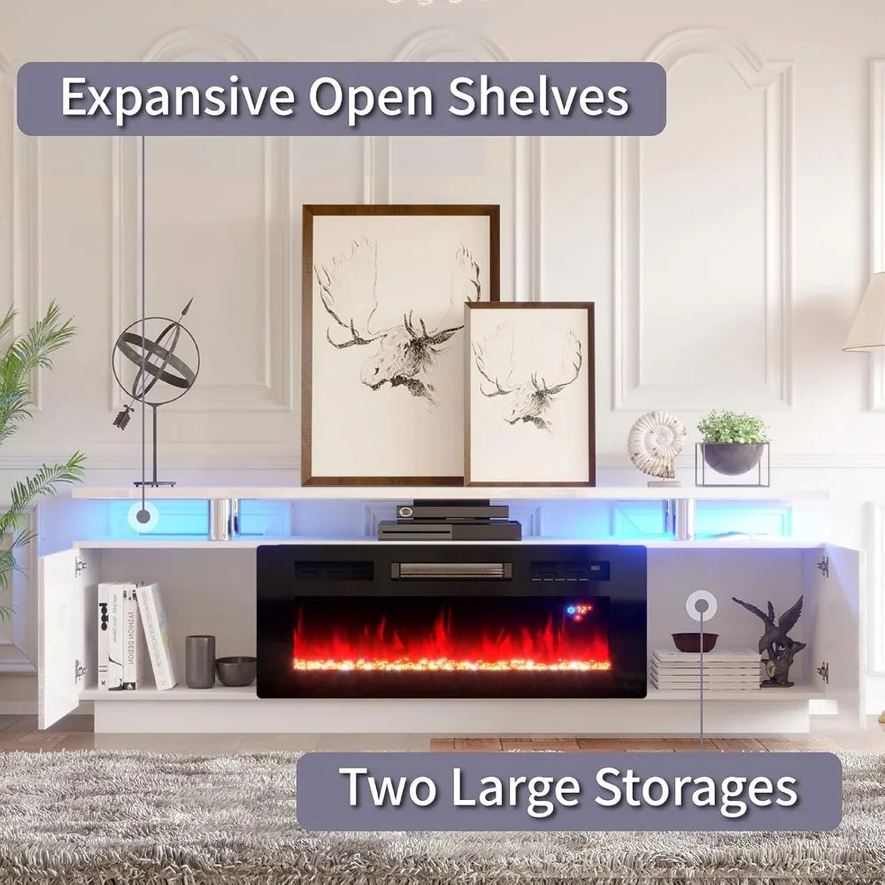 High Gloss Fireplace Center LED Lights