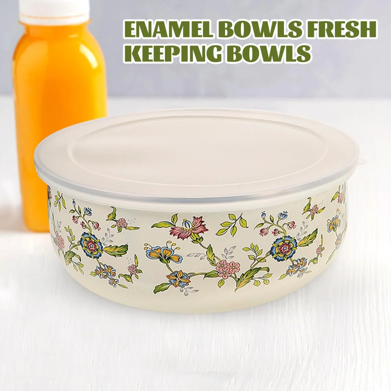 5PCS Enamel Bowls With Lids