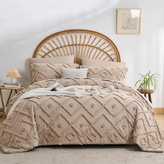 7-Pcs Solid Color Tufted Quilt Set