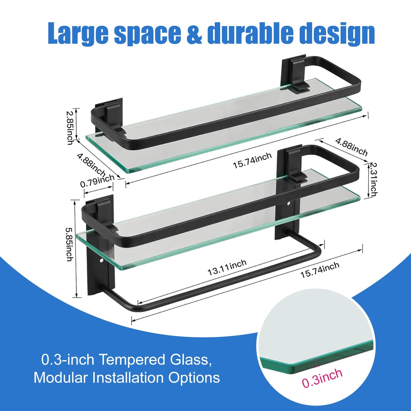Glass Bathroom Shelf With Towel