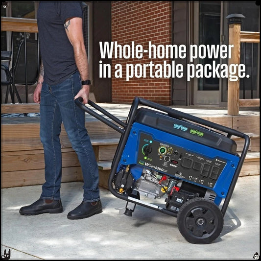 12500W Dual Fuel Portable Generator, Remote Electric Start, Gas & Propane Powered