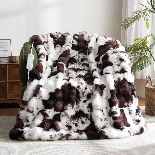 Soft Faux Rabbit Fur 8 Heat Settings Throw/Blanket