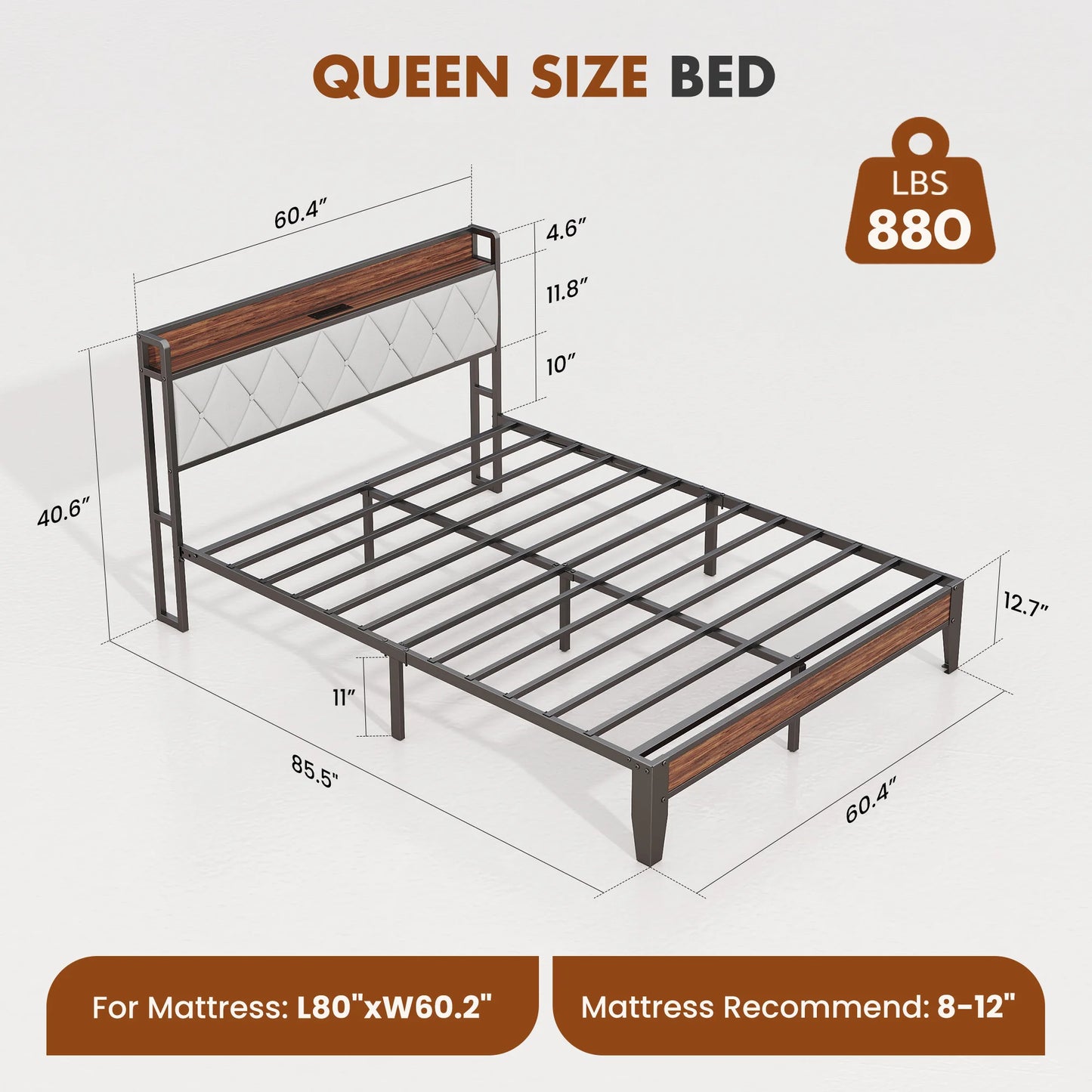Upholstered Bed Frame with Storage