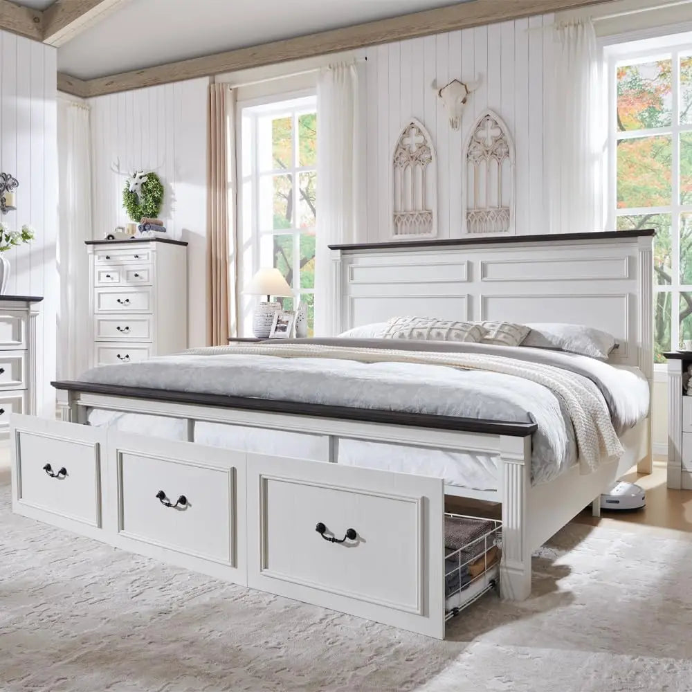 Tall Headboard, Decorative Footboard, Spacious Storage Drawers.