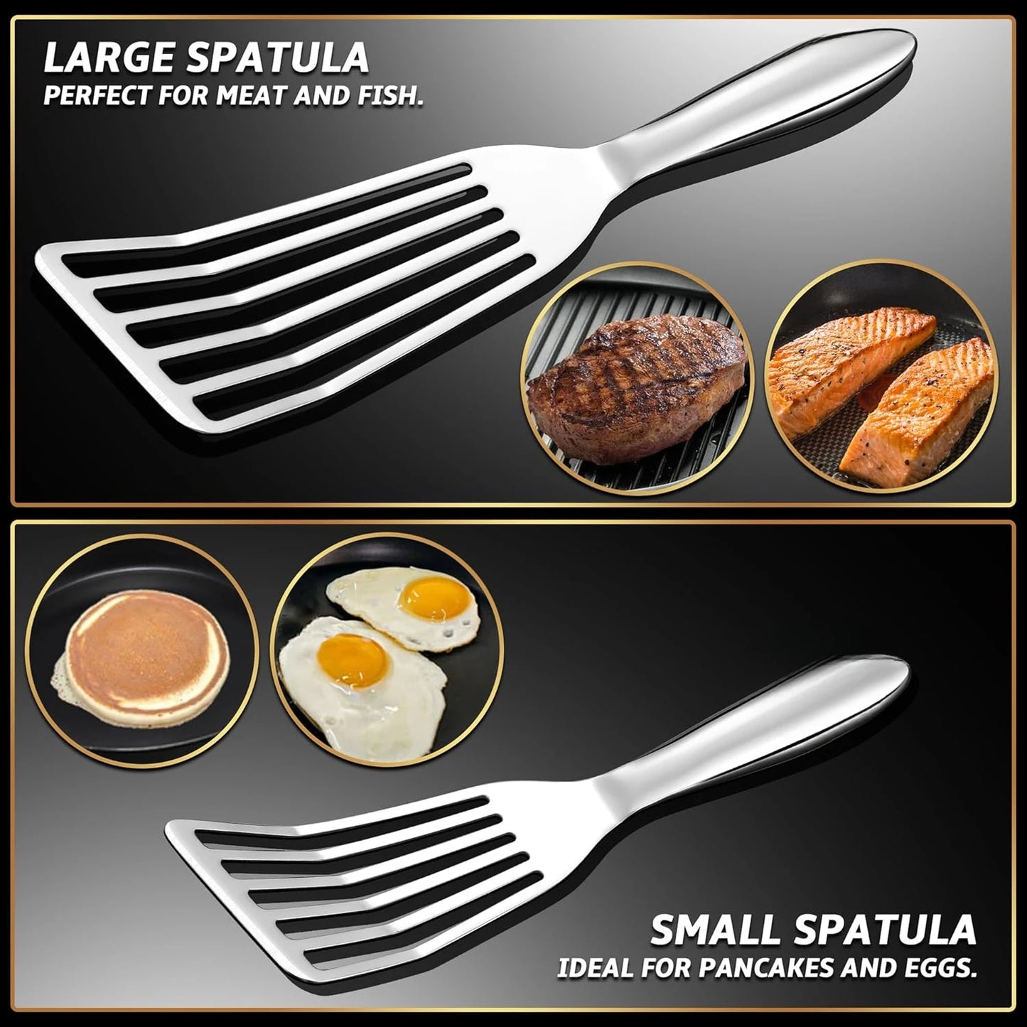 1 Large Fish Turner Spatula + 1 Small Skillet Spatula