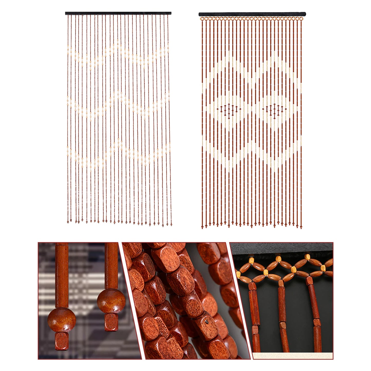 Natural Wood Bamboo Beaded Curtain